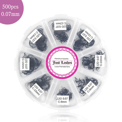 500 pieces 0.07mm Mixed length Bulk Premade Eyelashes