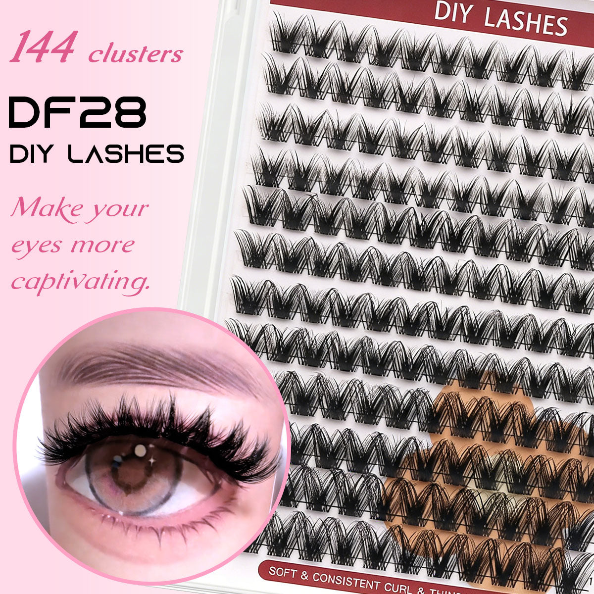 DF28 cluster DIY lashes - 144 clusters