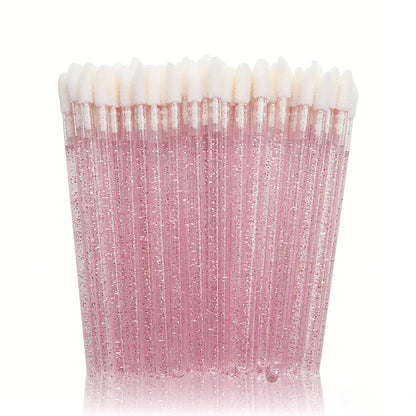 Disposable lip brush with crystal handle
